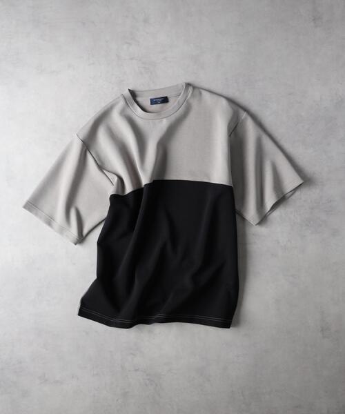 BACK NUMBER（バックナンバー）の「BACK NUMBER(バックナンバー)【メンズ】2段切替Ｔシャツ（Tシャツ/カットソー・メンズ・ベージュ/ネイビー/グレー・L/XL/M）」の5枚目の写真