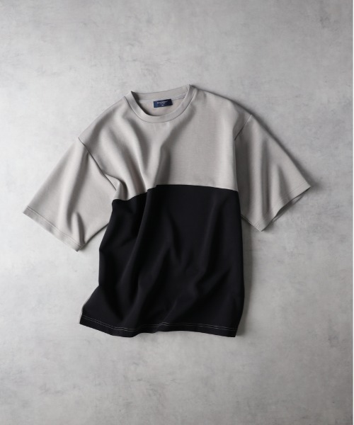 BACK NUMBER(バックナンバー)の「【BACK NUMBER】2段切替Tシャツ(Tシャツ/カットソー・メンズ・ベージュ/ネイビー/グレー・L/XL/M)」の1枚目の写真