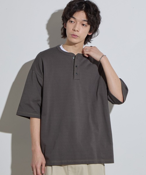 AURALEE 鹿の子ヘンリーネックTシャツ AURALEE オーラリー 日本製 STAND UP HENLEY NECK TEE スタンド