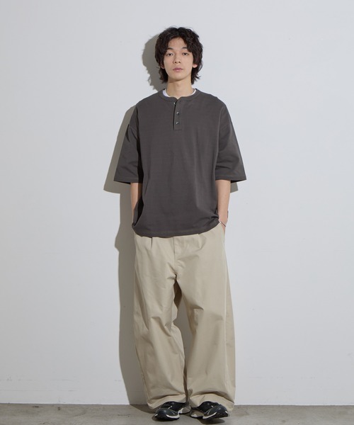 AURALEE 鹿の子ヘンリーネックTシャツ AURALEE オーラリー 日本製 STAND UP HENLEY NECK TEE スタンド