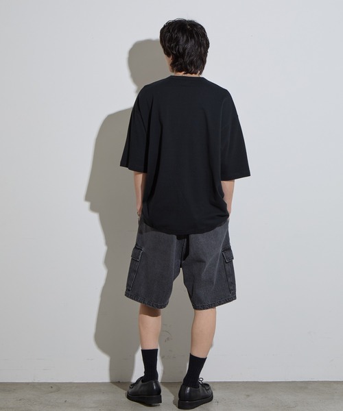 SLICK（スリック）の「【SLICK/スリック】40/2 Moss Stitch Henley Neck T-Shirt / 鹿の子ヘンリーネックTシャツ /オーバーサイズ シルエット（Tシャツ/カットソー・メンズ・チャコールグレー/ブラック/キナリ・1/2/3）」の17枚目の写真