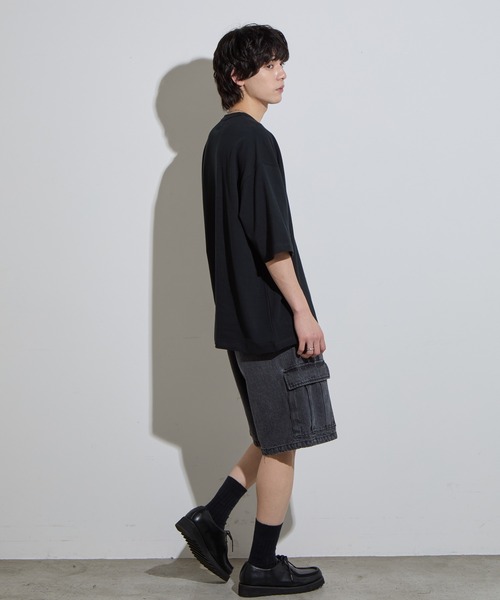 SLICK（スリック）の「【SLICK/スリック】40/2 Moss Stitch Henley Neck T-Shirt / 鹿の子ヘンリーネックTシャツ /オーバーサイズ シルエット（Tシャツ/カットソー・メンズ・チャコールグレー/ブラック/キナリ・1/2/3）」の16枚目の写真