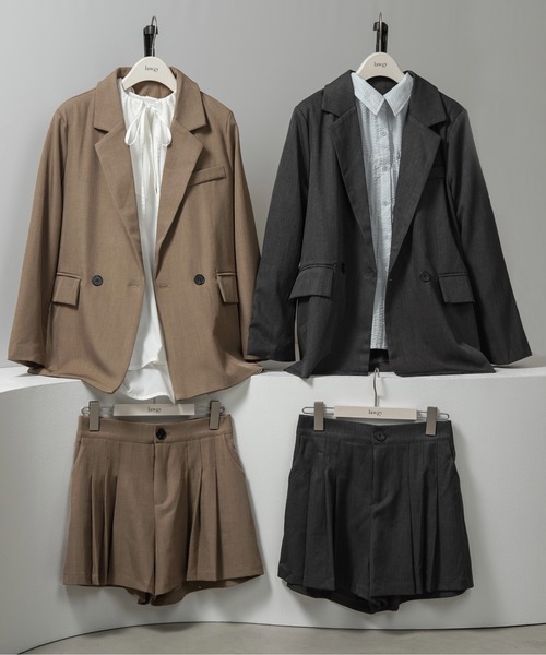 lawgy（ラウジー）の「simple jacket pleats pants set up / シンプルジャケットプリーツパンツセットアップ（セットアップ・レディース・グレー/ベージュ・FREE）」の12枚目の写真