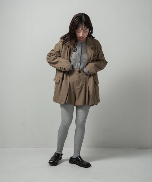 lawgy（ラウジー）の「simple jacket pleats pants set up / シンプルジャケットプリーツパンツセットアップ（セットアップ・レディース・グレー/ベージュ・FREE）」の5枚目の写真