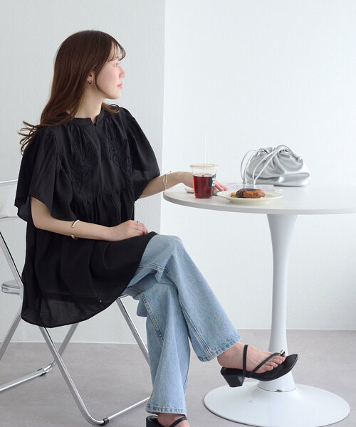 DISCOAT(ディスコート)の「コード刺繍ブラウス(シャツ/ブラウス・レディース・アイボリー/ブラック/モカ・FREE)」の16枚目の写真