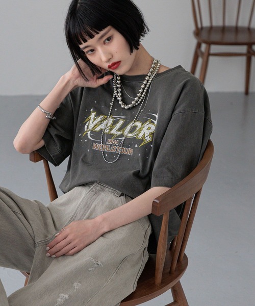 LOWRYS FARM（ローリーズファーム）の「ＵＳＥＤバンＴＳＳ　 327857（Tシャツ/カットソー・レディース・グレー/チャコールグレー/ホワイト/ピンク・FREE）」の3枚目の写真