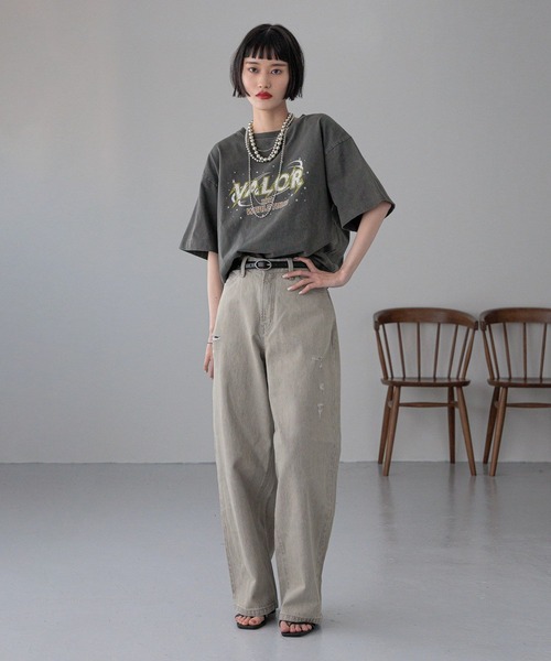 LOWRYS FARM（ローリーズファーム）の「ＵＳＥＤバンＴＳＳ　 327857（Tシャツ/カットソー・レディース・グレー/チャコールグレー/ホワイト/ピンク・FREE）」の6枚目の写真