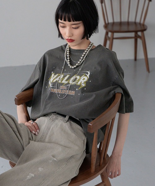 LOWRYS FARM（ローリーズファーム）の「ＵＳＥＤバンＴＳＳ　 327857（Tシャツ/カットソー・レディース・グレー/チャコールグレー/ホワイト/ピンク・FREE）」の9枚目の写真