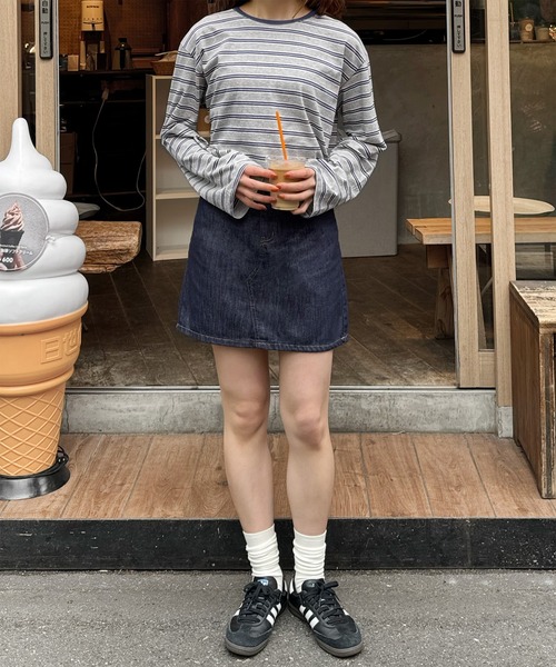 LE MORE（リモア）の「クロップドボーダーロンT（Tシャツ/カットソー・レディース・グレー/グリーン・FREE）」の9枚目の写真