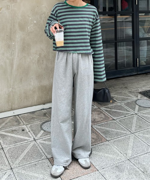 LE MORE（リモア）の「クロップドボーダーロンT（Tシャツ/カットソー・レディース・グレー/グリーン・FREE）」の18枚目の写真