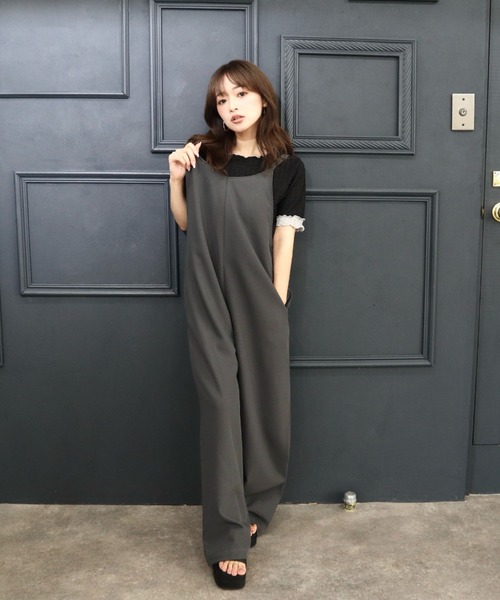 CECIL McBEE(セシルマクビー)の「ダブルストラップサロペット(サロペット/オーバーオール・レディース・アイボリー/ブラック/チャコールグレー・MEDIUM)」の3枚目の写真