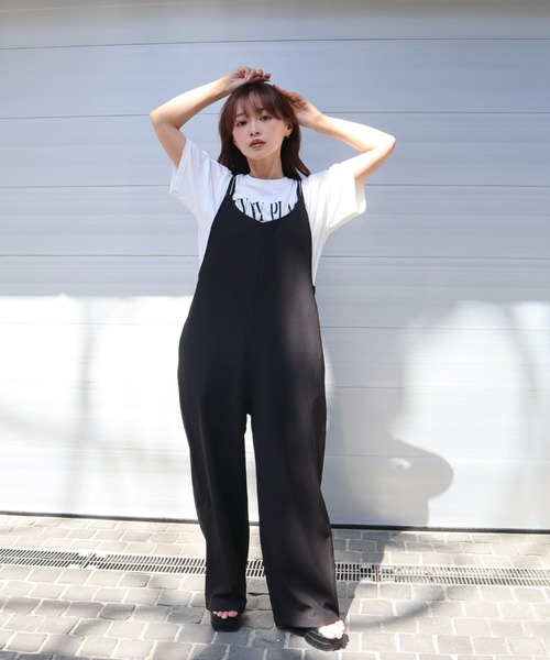 CECIL McBEE(セシルマクビー)の「ダブルストラップサロペット(サロペット/オーバーオール・レディース・アイボリー/ブラック/チャコールグレー・MEDIUM)」の2枚目の写真