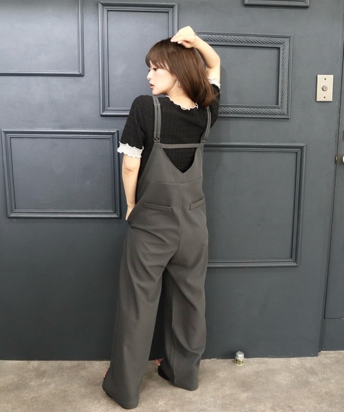 CECIL McBEE(セシルマクビー)の「ダブルストラップサロペット(サロペット/オーバーオール・レディース・アイボリー/ブラック/チャコールグレー・MEDIUM)」の6枚目の写真