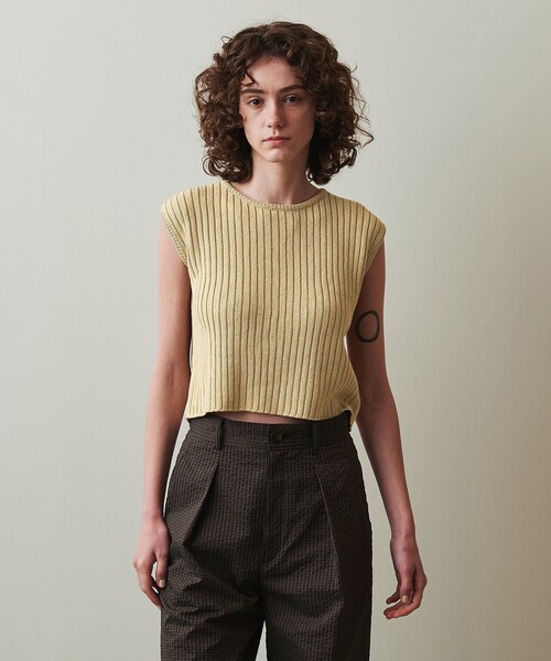 baserange ノースリーブニット　ベージュ Steven Alan＞リブ ノースリーブ ニット（ニット/セーター
