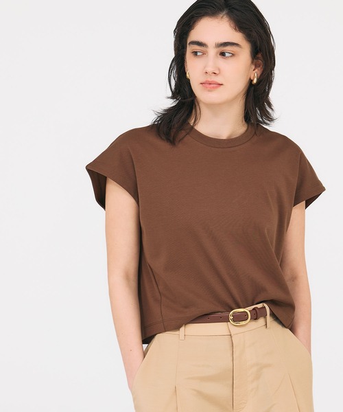 N.O.R.C(ノーク)の「クロップドトップス【マルチファンクション】(Tシャツ/カットソー・レディース・チャコール/オフホワイト/ブラック/ブラウン/ミント/ダークブラウン/ピンク/サックスブルー・フリー)」の4枚目の写真