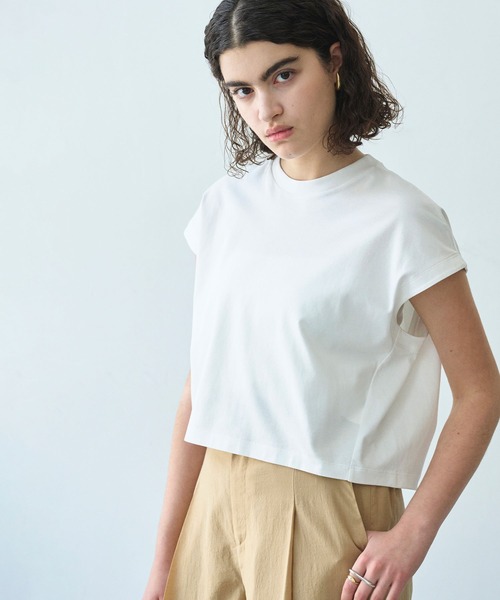 N.O.R.C(ノーク)の「クロップドトップス【マルチファンクション】(Tシャツ/カットソー・レディース・チャコール/オフホワイト/ブラック/ブラウン/ミント/ダークブラウン/ピンク/サックスブルー・フリー)」の12枚目の写真