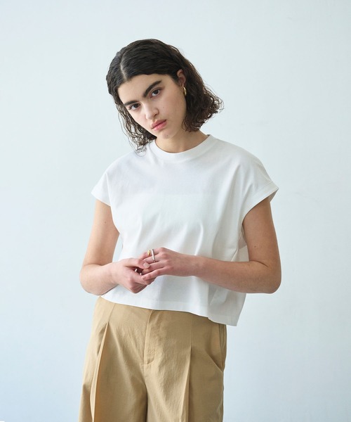 N.O.R.C(ノーク)の「クロップドトップス【マルチファンクション】(Tシャツ/カットソー・レディース・チャコール/オフホワイト/ブラック/ブラウン/ミント/ダークブラウン/ピンク/サックスブルー・フリー)」の14枚目の写真