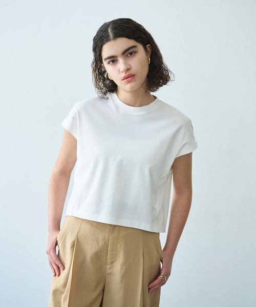 N.O.R.C(ノーク)の「クロップドトップス【マルチファンクション】(Tシャツ/カットソー・レディース・チャコール/オフホワイト/ブラック/ブラウン/ミント/ダークブラウン/ピンク/サックスブルー・フリー)」の15枚目の写真