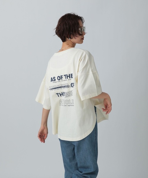 LEPSIM(レプシィム)の「バックロゴフットボールT 455617(Tシャツ/カットソー・レディース・ブラック/オフホワイト/イエロー・FREE)」の20枚目の写真