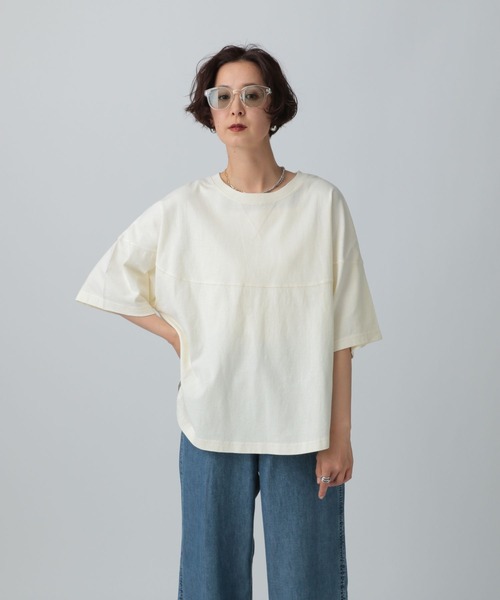 LEPSIM(レプシィム)の「バックロゴフットボールT 455617(Tシャツ/カットソー・レディース・ブラック/オフホワイト/イエロー・FREE)」の21枚目の写真