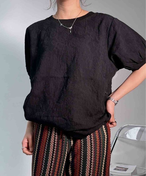 AS KNOW AS plus(アズノゥアズプラス)の「●裾マルっと サイドボタンリブ半袖プルオーバー(Tシャツ/カットソー・レディース・ブラック系/ブルー系/オフホワイト/ホワイト系/ブラック/ブルー系1/ブラック系2/ブルー系2/ホワイト系2・FREE)」の19枚目の写真