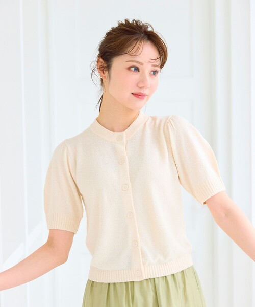 Feroux(フェルゥ)の「スラブヤーンショートカーディガン(カーディガン/ボレロ・レディース・アイボリー系/ピンク系/ブルー系・F)」の6枚目の写真