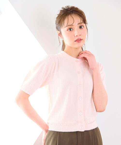 Feroux(フェルゥ)の「スラブヤーンショートカーディガン(カーディガン/ボレロ・レディース・アイボリー系/ピンク系/ブルー系・F)」の8枚目の写真