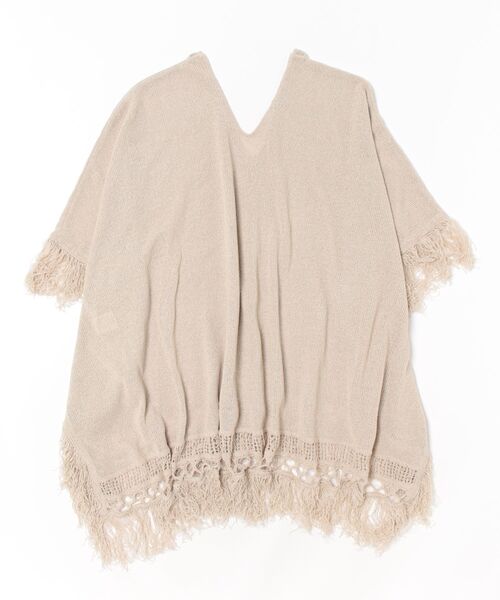 DRESSLAVE（ドレスレイブ）の「paper yarn fringe poncho(ペーパーヤーンフリンジポンチョ)（カーディガン/ボレロ・レディース・ベージュ/ブラック・38）」の17枚目の写真