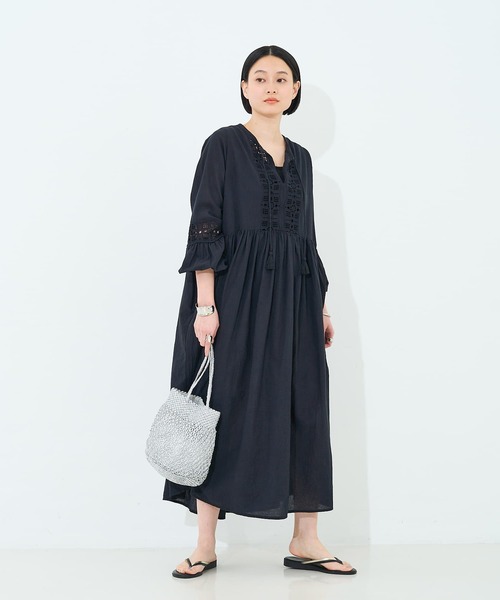 collex(コレックス)の「レース切替パフスリーブワンピース(ワンピース・レディース・ブラック/ブルー・フリー)」の2枚目の写真