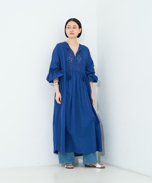 collex(コレックス)の「レース切替パフスリーブワンピース(ワンピース・レディース・ブラック/ブルー・フリー)」の3枚目の写真