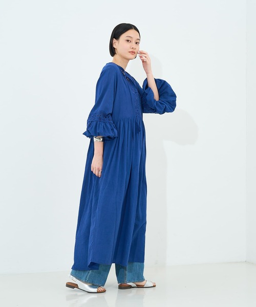 collex(コレックス)の「レース切替パフスリーブワンピース(ワンピース・レディース・ブラック/ブルー・フリー)」の5枚目の写真