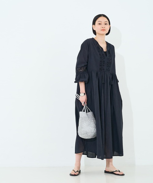 collex(コレックス)の「レース切替パフスリーブワンピース(ワンピース・レディース・ブラック/ブルー・フリー)」の9枚目の写真