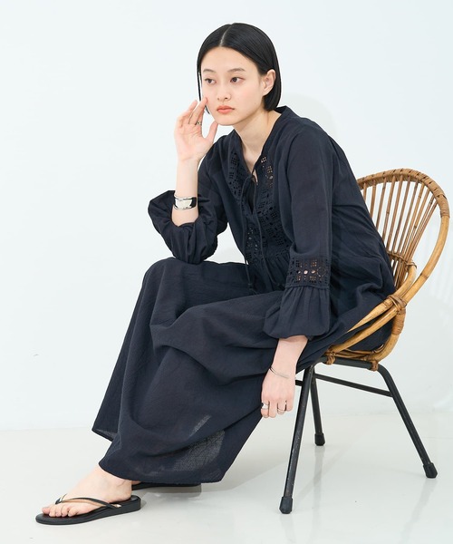 collex(コレックス)の「レース切替パフスリーブワンピース(ワンピース・レディース・ブラック/ブルー・フリー)」の11枚目の写真