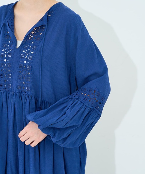 collex(コレックス)の「レース切替パフスリーブワンピース(ワンピース・レディース・ブラック/ブルー・フリー)」の18枚目の写真