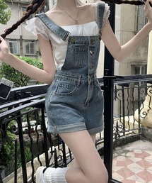 urge：（アージコロン ）の「【URGE：】デニム ミニ丈 オーバーオール（サロペット/オーバーオール）」