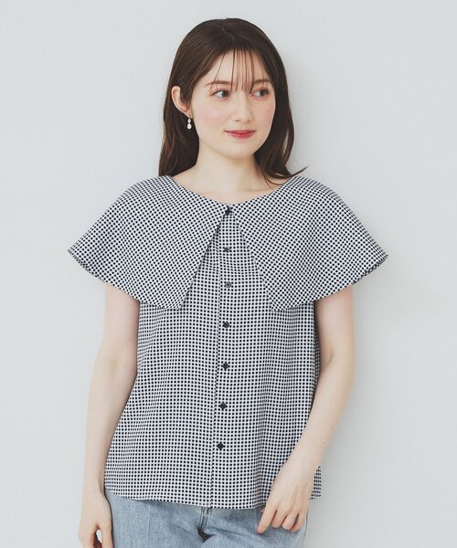 index(インデックス)の「前後2wayオフショルカラーブラウス【洗濯機可】(シャツ/ブラウス・レディース・ネイビー/ナチュラル/ホワイト系4・42/40/38/36)」の8枚目の写真