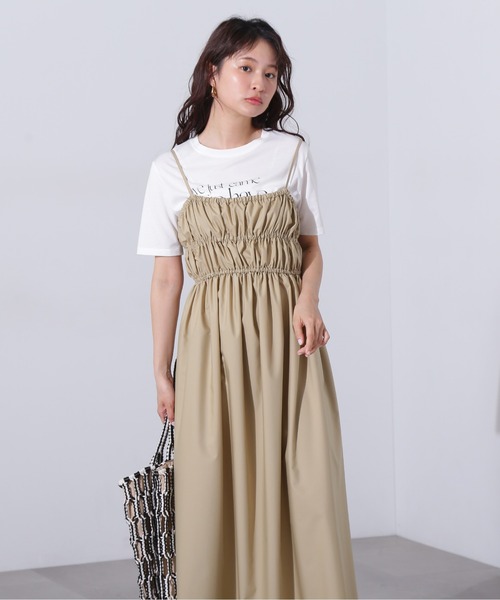 N.(N. Natural Beauty Basic)(エヌエヌナチュラルビューティーベーシック)の「【PS/低身長サイズ】バックオープンギャザーキャミワンピース(ワンピース・レディース・ブラック/ベージュ・MEDIUM/PS)」の18枚目の写真