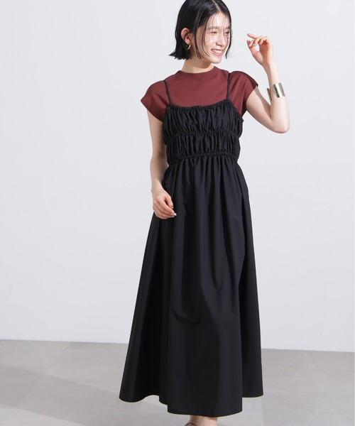 N.(N. Natural Beauty Basic)(エヌエヌナチュラルビューティーベーシック)の「【PS/低身長サイズ】バックオープンギャザーキャミワンピース(ワンピース・レディース・ブラック/ベージュ・MEDIUM/PS)」の3枚目の写真