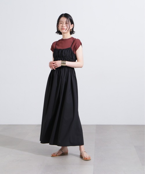 N.(N. Natural Beauty Basic)(エヌエヌナチュラルビューティーベーシック)の「【PS/低身長サイズ】バックオープンギャザーキャミワンピース(ワンピース・レディース・ブラック/ベージュ・MEDIUM/PS)」の4枚目の写真