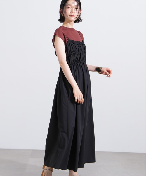 N.(N. Natural Beauty Basic)(エヌエヌナチュラルビューティーベーシック)の「【PS/低身長サイズ】バックオープンギャザーキャミワンピース(ワンピース・レディース・ブラック/ベージュ・MEDIUM/PS)」の5枚目の写真