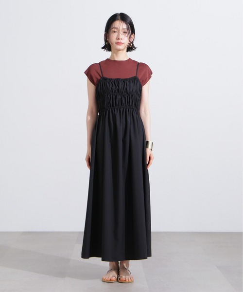 N.(N. Natural Beauty Basic)(エヌエヌナチュラルビューティーベーシック)の「【PS/低身長サイズ】バックオープンギャザーキャミワンピース(ワンピース・レディース・ブラック/ベージュ・MEDIUM/PS)」の8枚目の写真