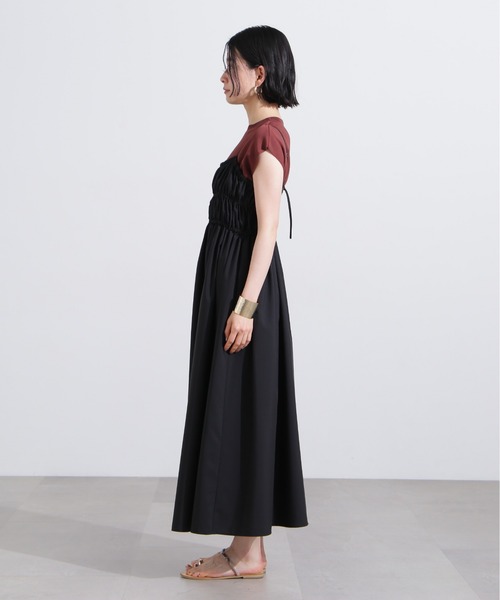 N.(N. Natural Beauty Basic)(エヌエヌナチュラルビューティーベーシック)の「【PS/低身長サイズ】バックオープンギャザーキャミワンピース(ワンピース・レディース・ブラック/ベージュ・MEDIUM/PS)」の9枚目の写真