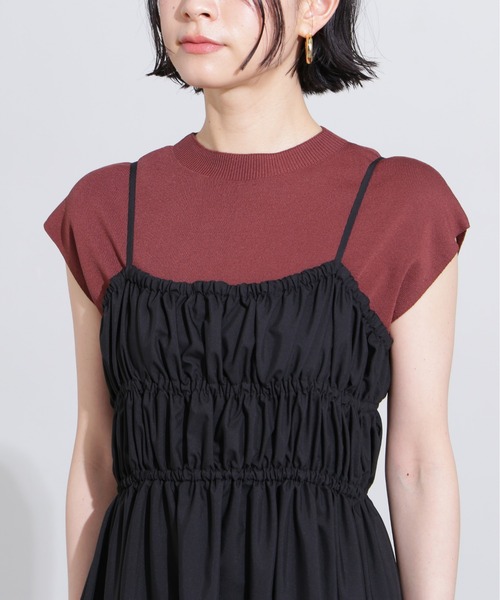 N.(N. Natural Beauty Basic)(エヌエヌナチュラルビューティーベーシック)の「【PS/低身長サイズ】バックオープンギャザーキャミワンピース(ワンピース・レディース・ブラック/ベージュ・MEDIUM/PS)」の11枚目の写真