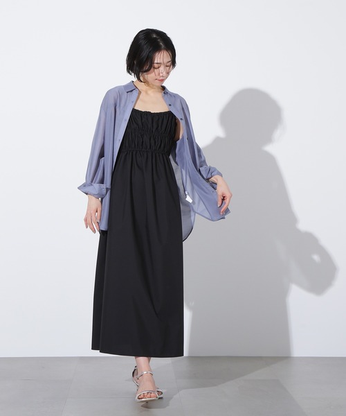 N.(N. Natural Beauty Basic)(エヌエヌナチュラルビューティーベーシック)の「【PS/低身長サイズ】バックオープンギャザーキャミワンピース(ワンピース・レディース・ブラック/ベージュ・MEDIUM/PS)」の17枚目の写真