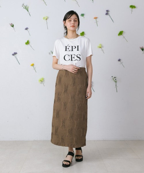 Bou Jeloud（ブージュルード）の「ジャガードナロースカート【WEB限定カラーあり】（スカート・レディース・ブラック/モカ・38）」の3枚目の写真
