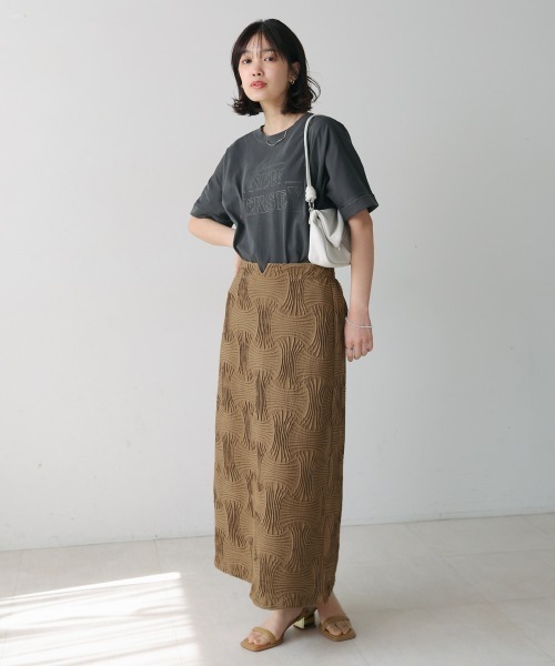 Bou Jeloud（ブージュルード）の「ジャガードナロースカート【WEB限定カラーあり】（スカート・レディース・ブラック/モカ・38）」の6枚目の写真