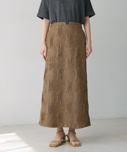 Bou Jeloud（ブージュルード）の「ジャガードナロースカート【WEB限定カラーあり】（スカート・レディース・ブラック/モカ・38）」の15枚目の写真