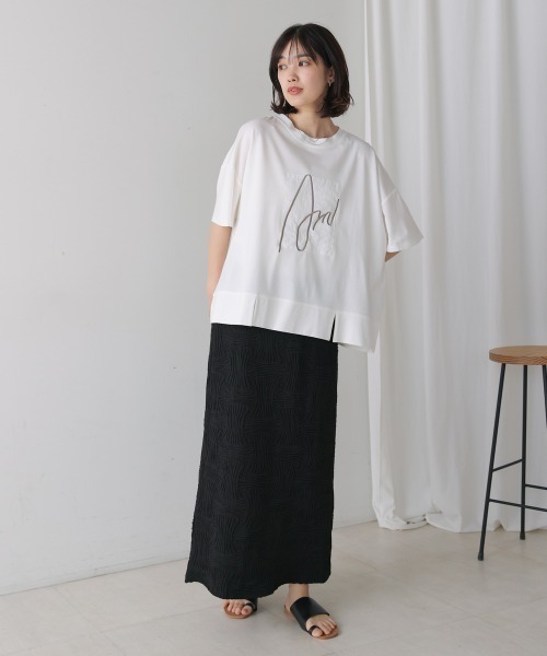 Bou Jeloud（ブージュルード）の「ジャガードナロースカート【WEB限定カラーあり】（スカート・レディース・ブラック/モカ・38）」の18枚目の写真