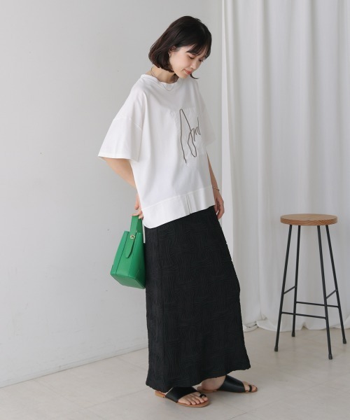 Bou Jeloud（ブージュルード）の「ジャガードナロースカート【WEB限定カラーあり】（スカート・レディース・ブラック/モカ・38）」の20枚目の写真