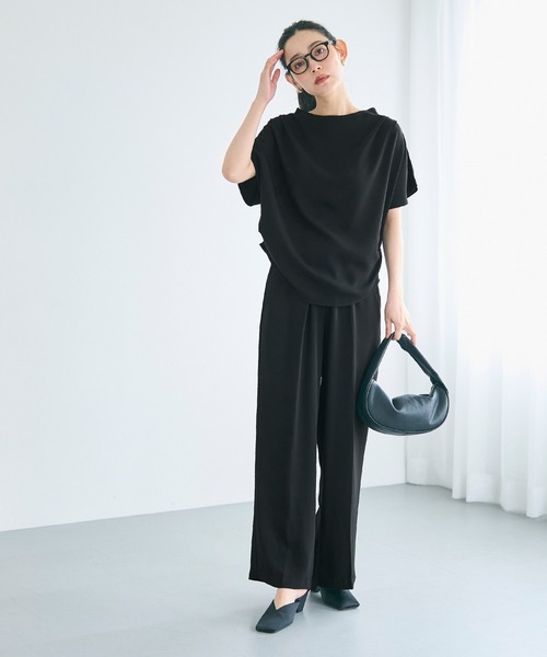 coca(coca)(コカ)の「とろみツイルタックトップス(Tシャツ/カットソー・レディース・ブラック/ブルー・L/M)」の4枚目の写真